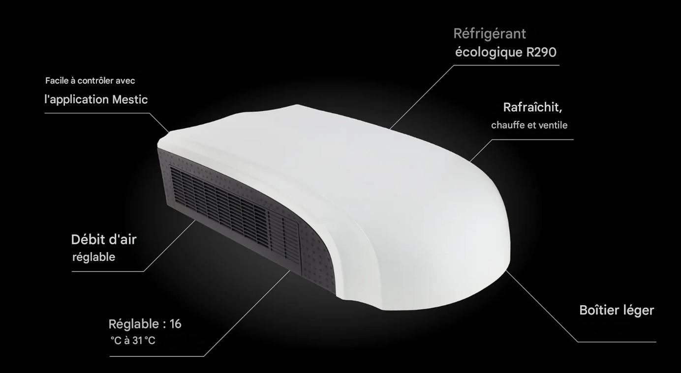 Avantage en image de la climatisation pour camping-car MESTIC RTA-1700L